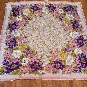 Vintage Hand Rolled 6 1/4 Momme Japan Scarf Rayon& Silk